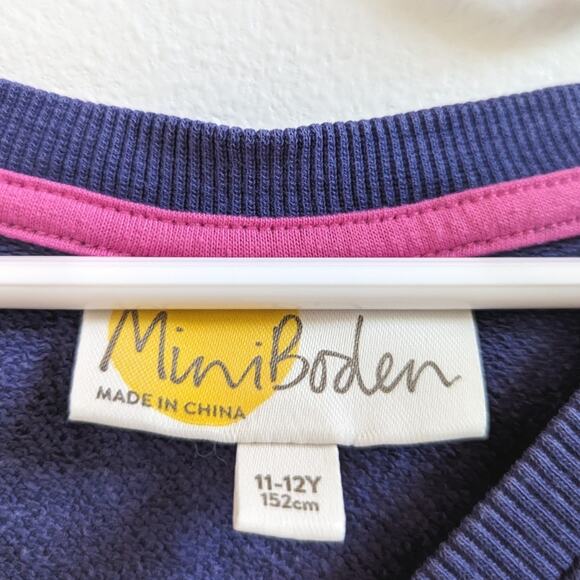 Mini Boden Dress Girls Sz 11-12y Blue Apple Sequin House Country - Picture 6 of 6